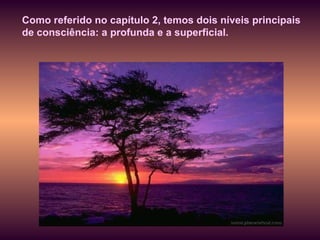 Como referido no capítulo 2, temos dois níveis principais de consciência: a profunda e a superficial.  