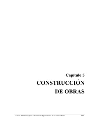 Capítulo 5
CONSTRUCCIÓN
DE OBRAS
Técnicas Alternativas para Soluciones de Aguas Lluvias en Sectores Urbanos 533
 