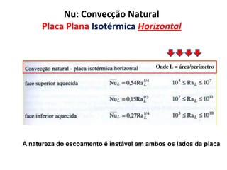 Nu: Convecção Natural
      Placa Plana Isotérmica Horizontal




A natureza do escoamento é instável em ambos os lados da placa
 