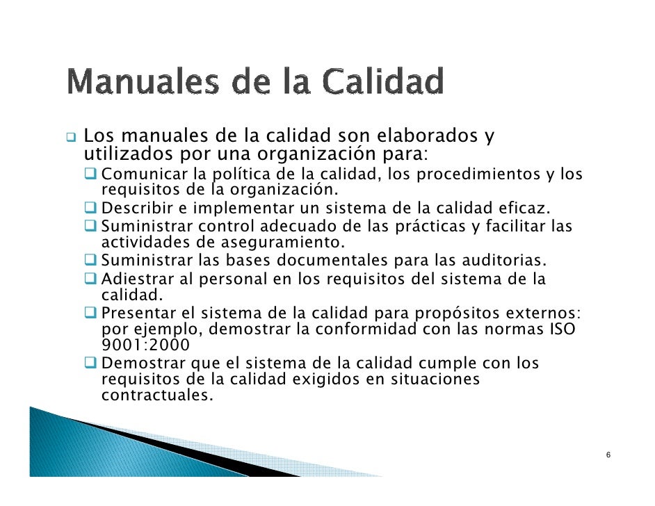 Capítulo 6 El Manual de la Calidad