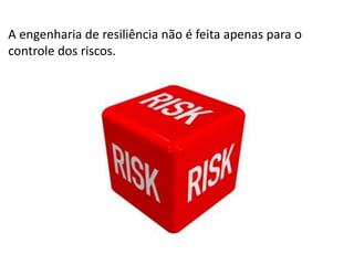 A engenharia de resiliência não é feita apenas para o
controle dos riscos.

 
