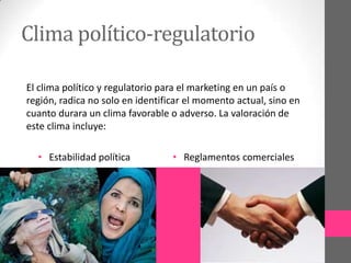 Ingresos y poder del consumidorUn mercadólogo global, debe tomar en cuenta el ingreso per cápita o familiar de un país, y la manera en que se distribuye para determinar el poder de compra nacional.