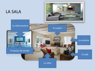 LA SALALa videocaseteraEl cuadroLa ventanaEl equipo de sonidoEl sofάLa sillόn