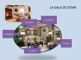 LA SALA DE ESTARLa ventanaEl cuadroLa lάmparaEl sillόnLa mesa