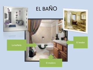 EL BAÑOEl lavaboLa bañeraEl inodoro