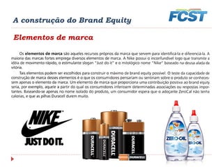A construção do Brand Equity
Elementos de marca
 