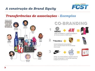 A construção do Brand Equity
Transferências de associações - Exemplos
 