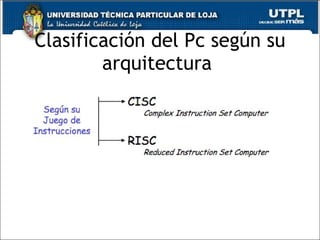 Clasificaci ón del Pc según su arquitectura  