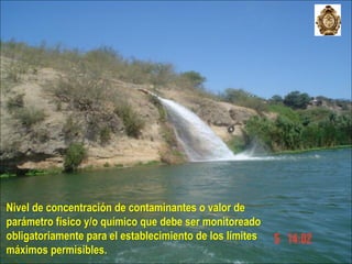 Valor referencial




Nivel de concentración de contaminantes o valor de
parámetro físico y/o químico que debe ser monitoreado
obligatoriamente para el establecimiento de los límites
máximos permisibles.                                      28
 