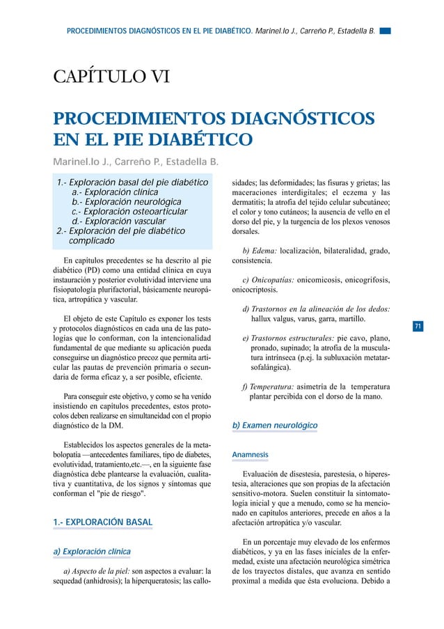 Capítulo VI Procedimientos Diagnosticos En El Pie Diabetico