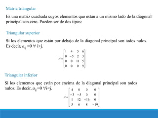 Matriz Diagonal Inferior Presentación matrices y sistemas de ecuaciones | PDF