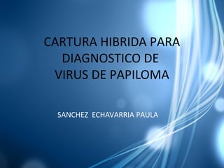 CARTURA HIBRIDA PARA
DIAGNOSTICO DE
VIRUS DE PAPILOMA
SANCHEZ ECHAVARRIA PAULA
 