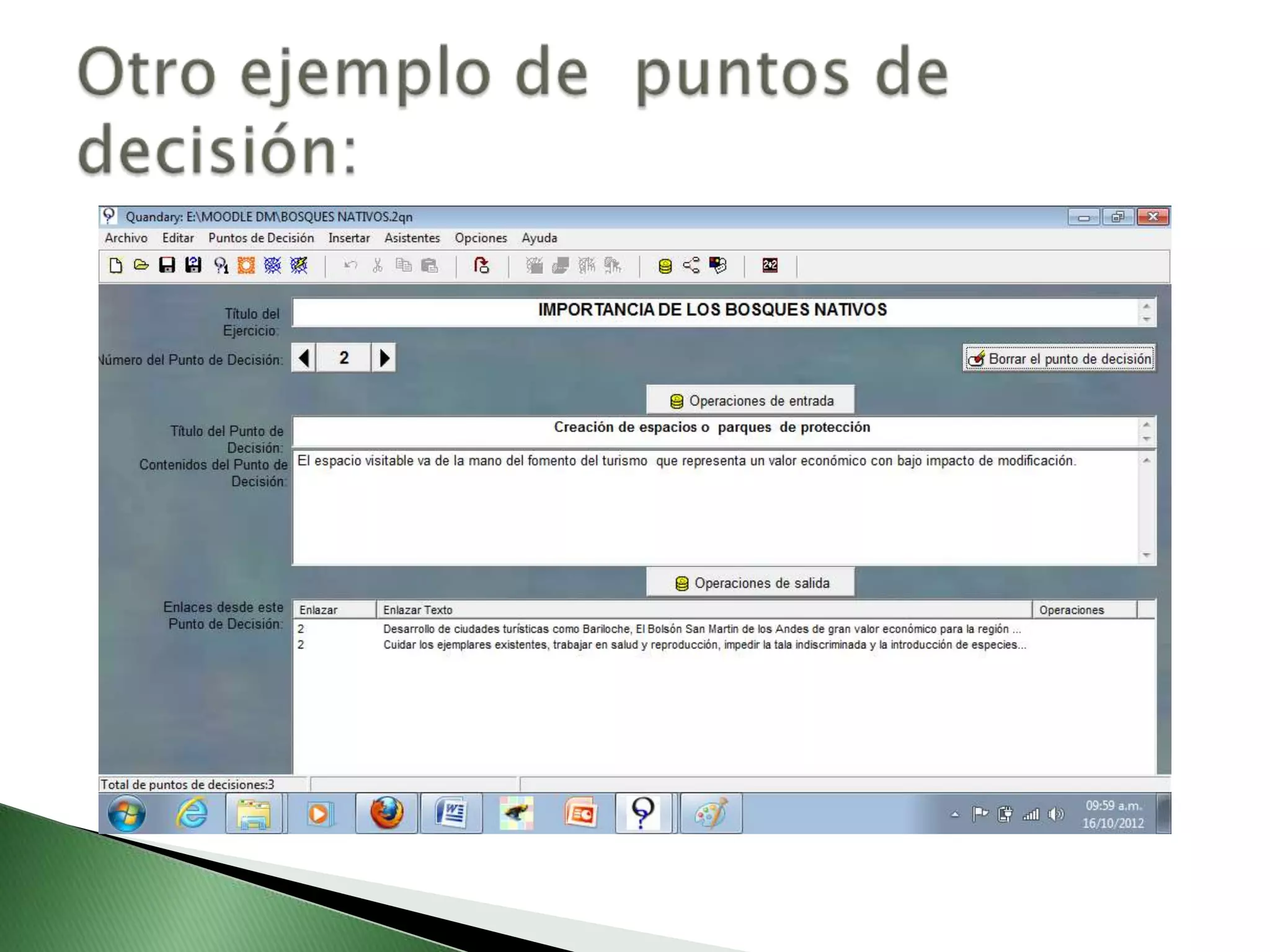 Ejemplo de tarea con quandary