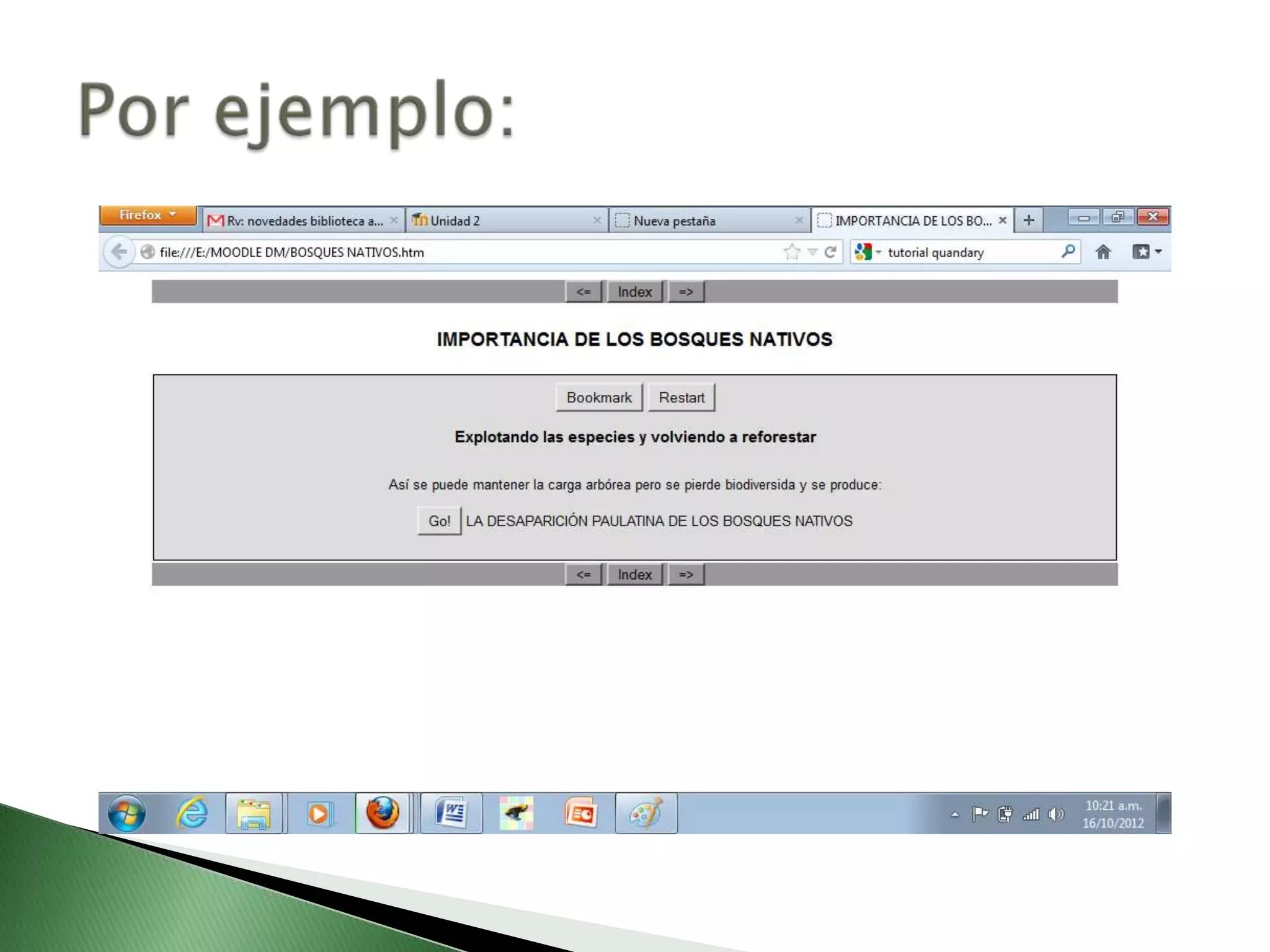 Ejemplo de tarea con quandary