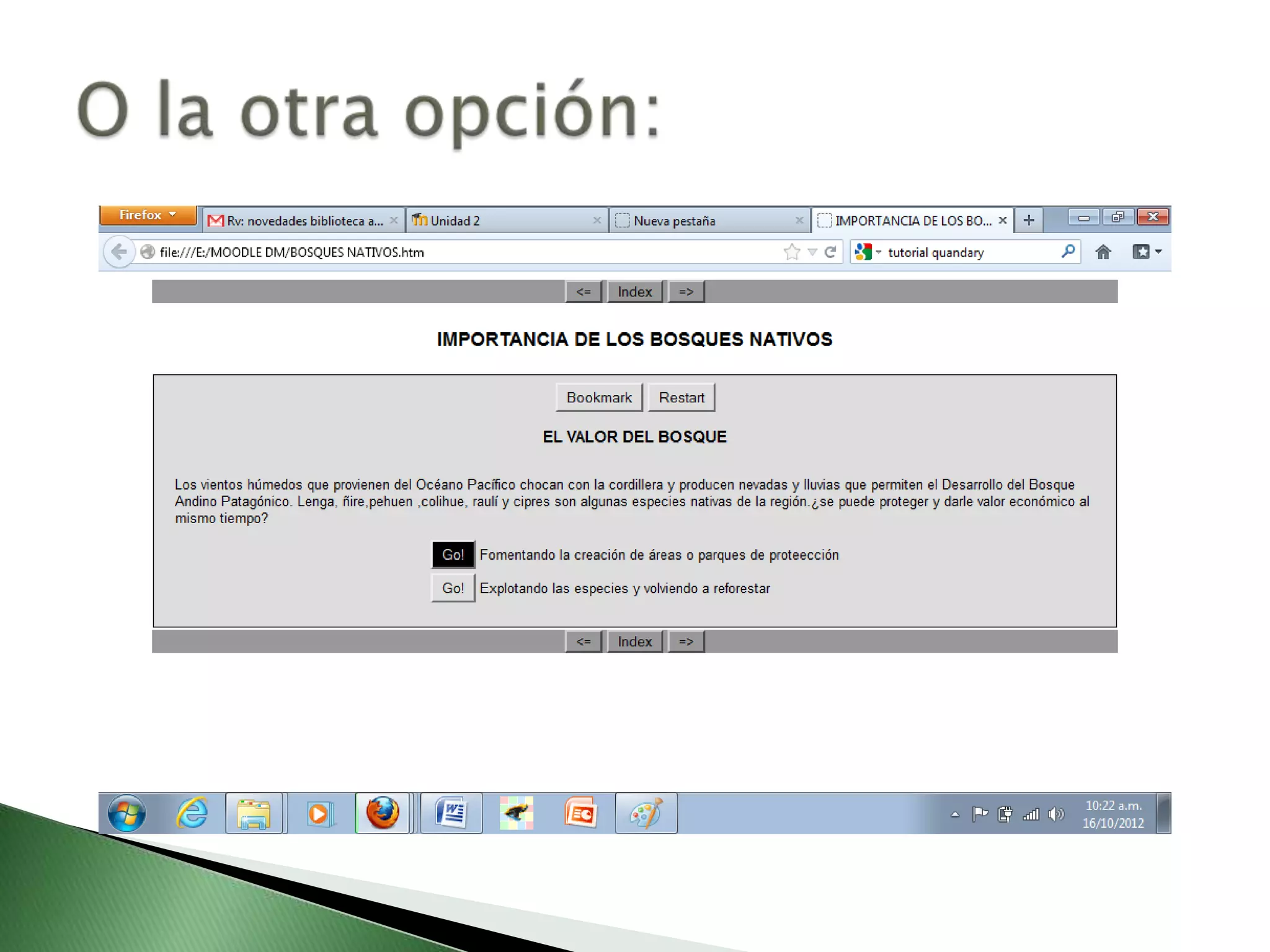 Ejemplo de tarea con quandary