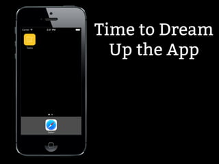 Tasks 
Time to Dream 
Up the App 
 