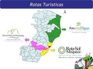 Rotas Turísticas 5 0 5 1 0 1 5 2 0 2 5 K i l o m e t e r R e g i õ e s T u r í s t i c a s - E S . C a p a r a ó E x t r e m o N o r t e L i t o r a l S u l M e t r o p o l i t a n a N e i s r í t i a Doce Pontões Capixaba Imigrantes Serrana 