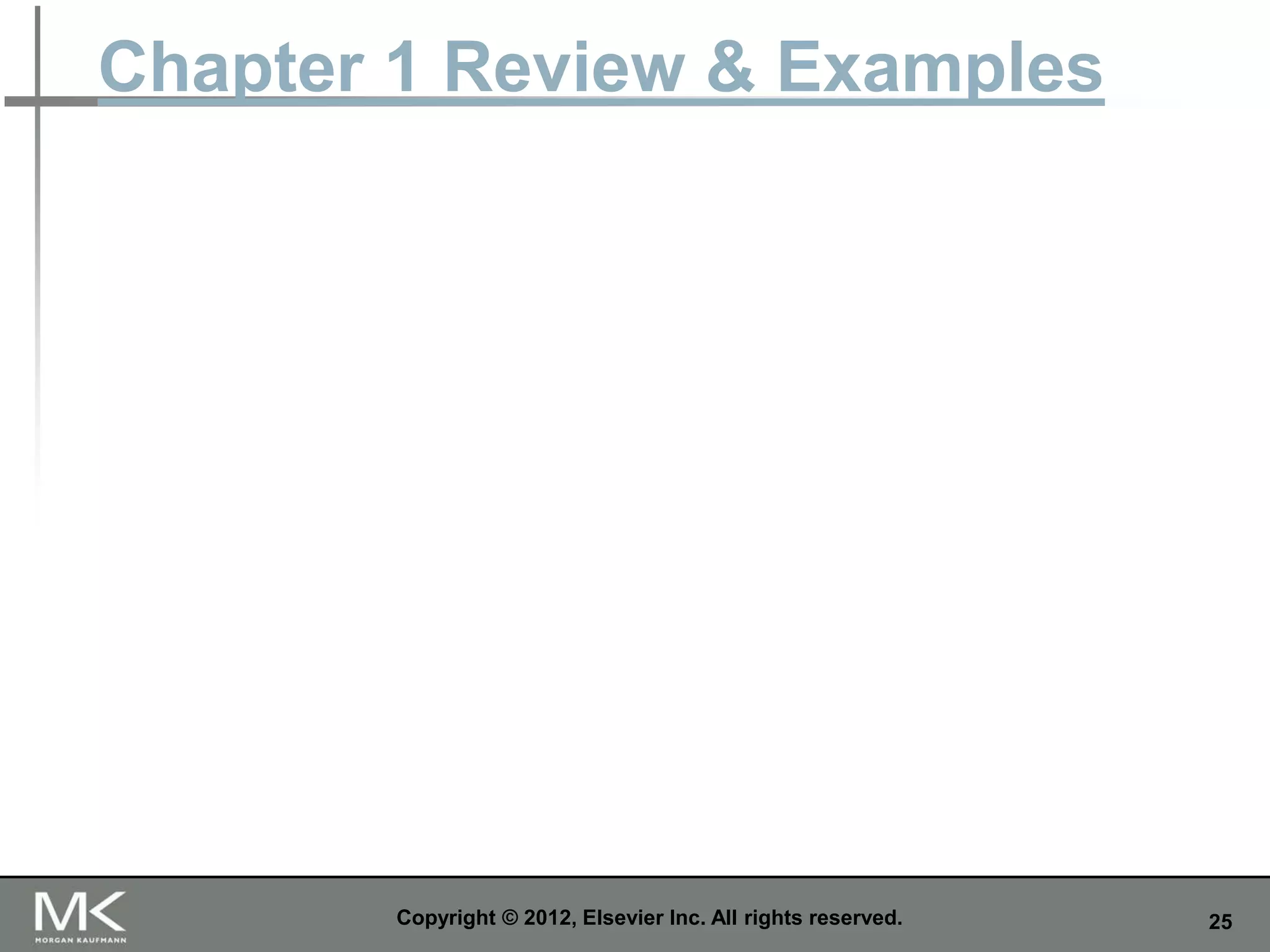 Chapter 1 Review & Examples

Copyright © 2012, Elsevier Inc. All rights reserved.

25

 