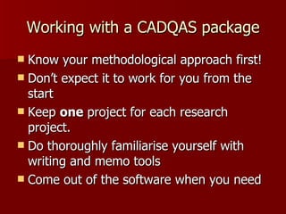 Computer Aided Qualitaitive Data Analysis Software | PPT