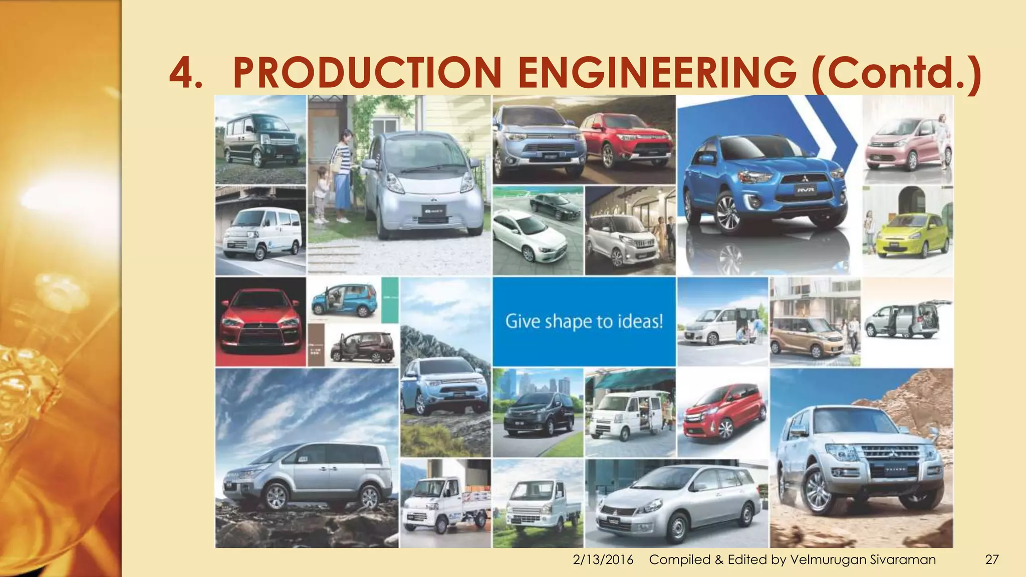 4. PRODUCTION ENGINEERING (Contd.)
2/13/2016 Compiled & Edited by Velmurugan Sivaraman 27
 