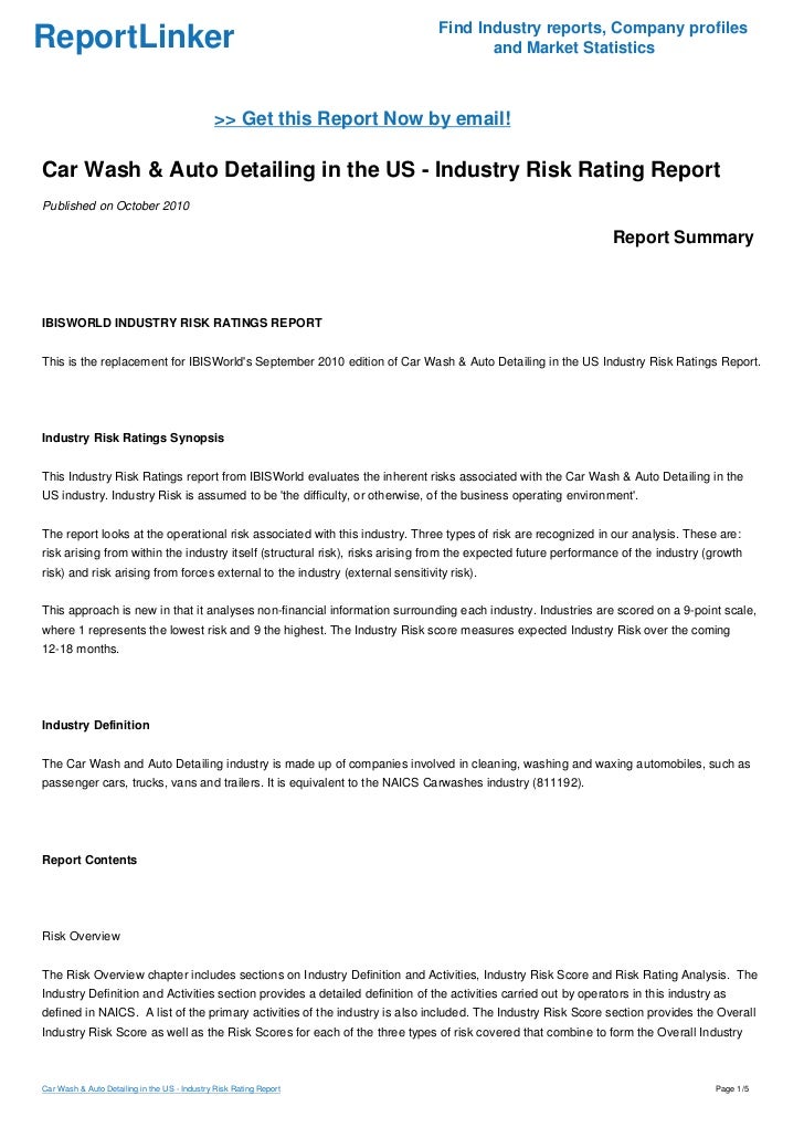 Car Wash & Auto Detailing in the US Industry Risk Rating Report