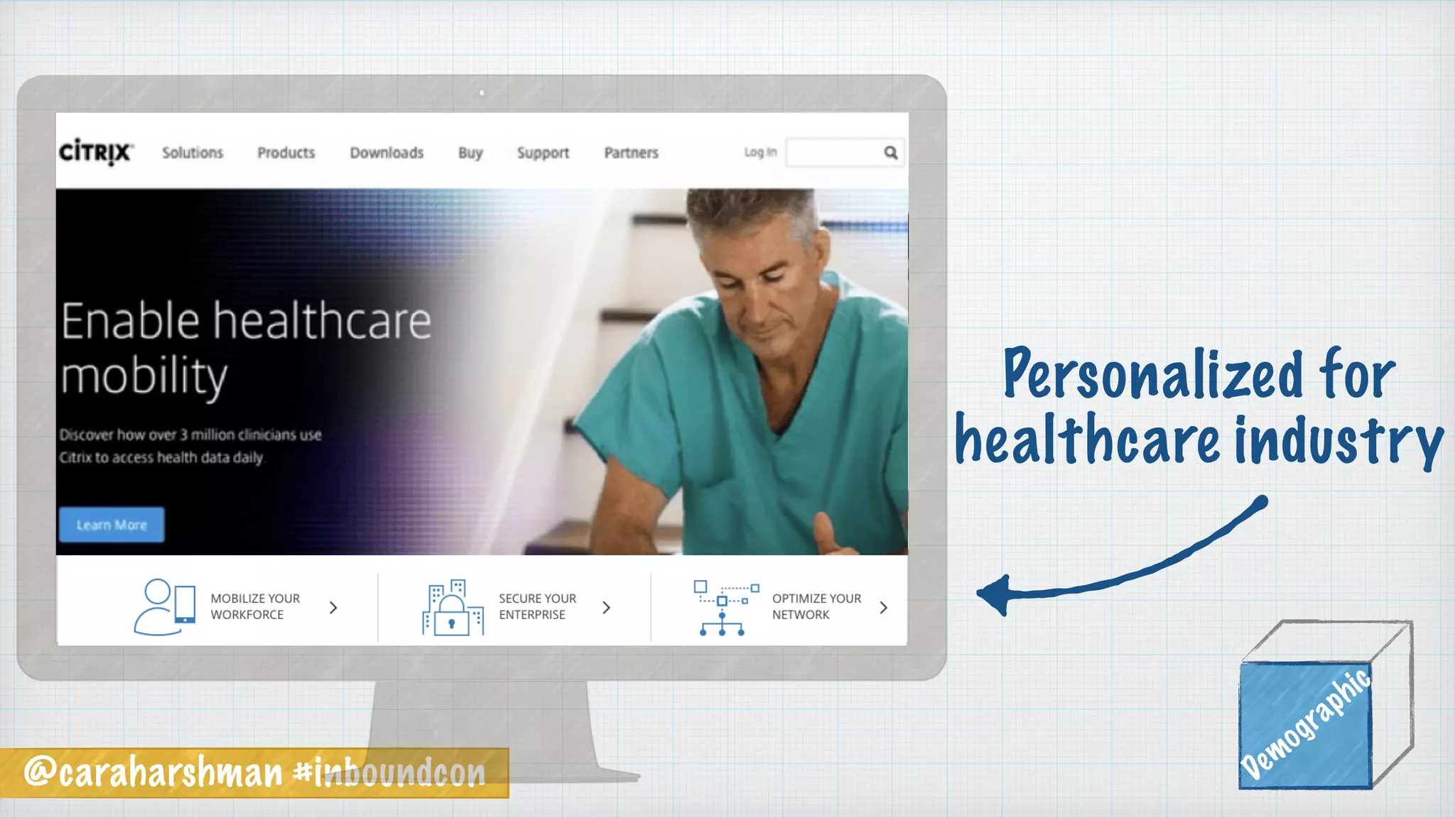 @caraharshman #inboundcon Demographic
Personalized for
healthcare industry
 