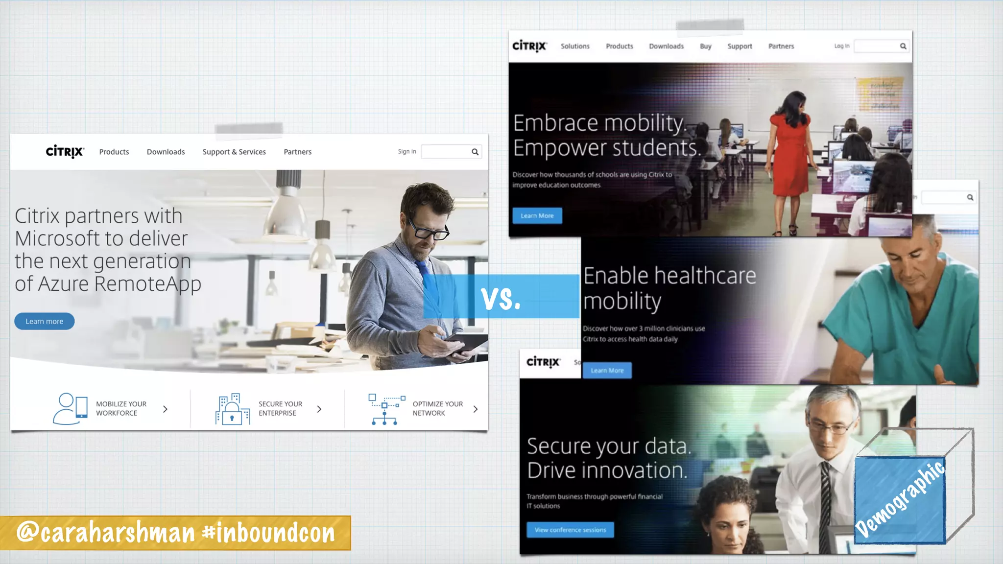 @caraharshman #inboundcon Demographic
vs.
 