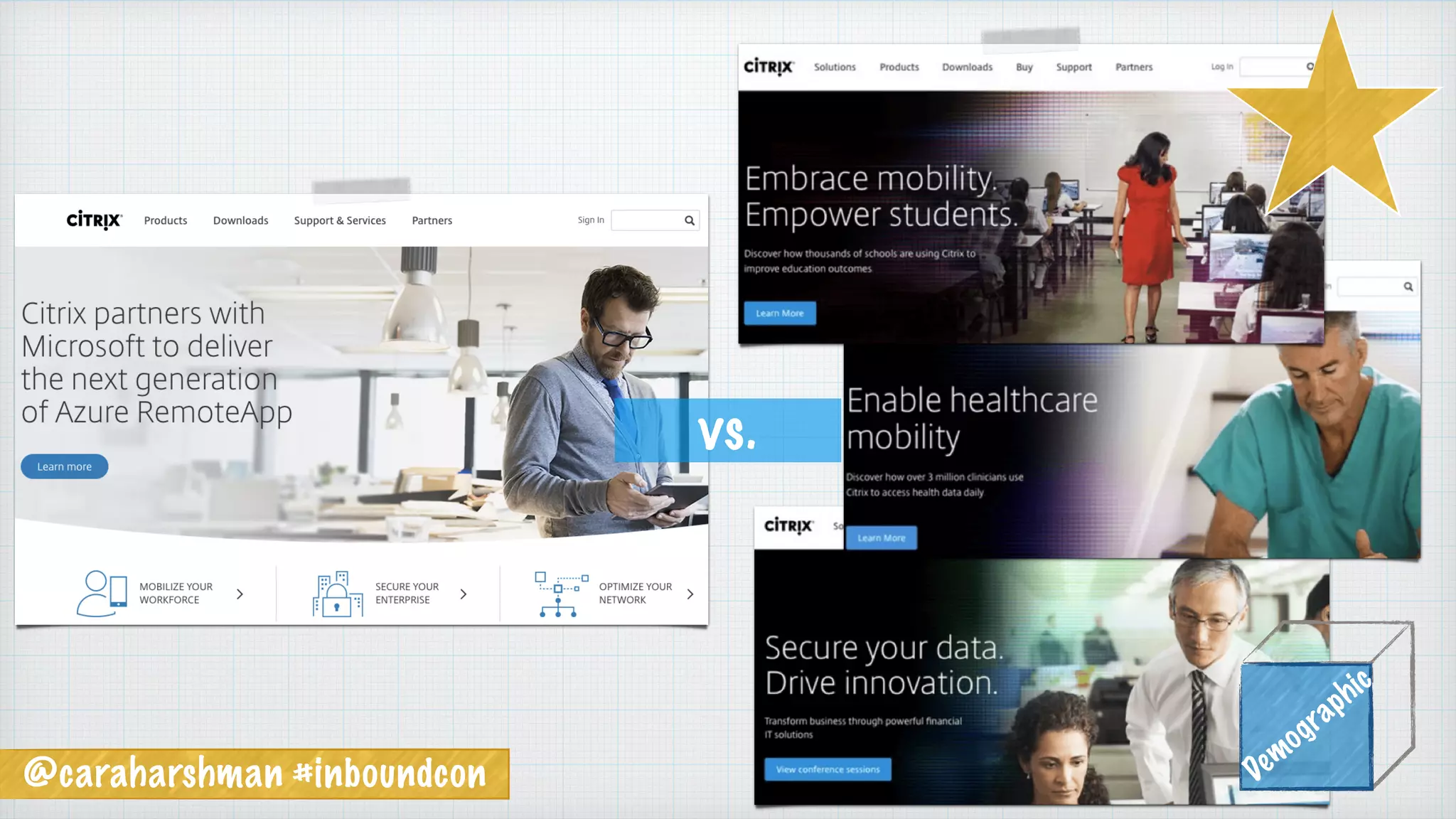 @caraharshman #inboundcon Demographic
vs.
 