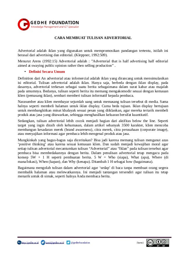 Menulis Advertorial
