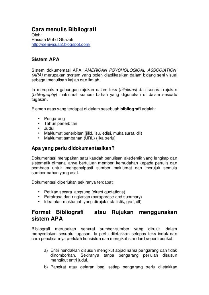 Format menulis ulasan artikel cara penulisan bibliografi 