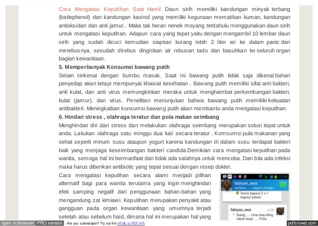 Penyebab Dan Cara Mengatasi Keputihan Saat Sedang Hamil