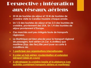 Perspective : intégration
aux réseaux aériens
 25 M de touristes de séjour et 10 M de touristes de
croisière visite la Ca...