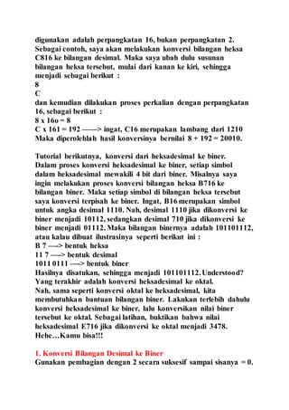 Cara belajar cepat konversi bilangan desimal | DOCX