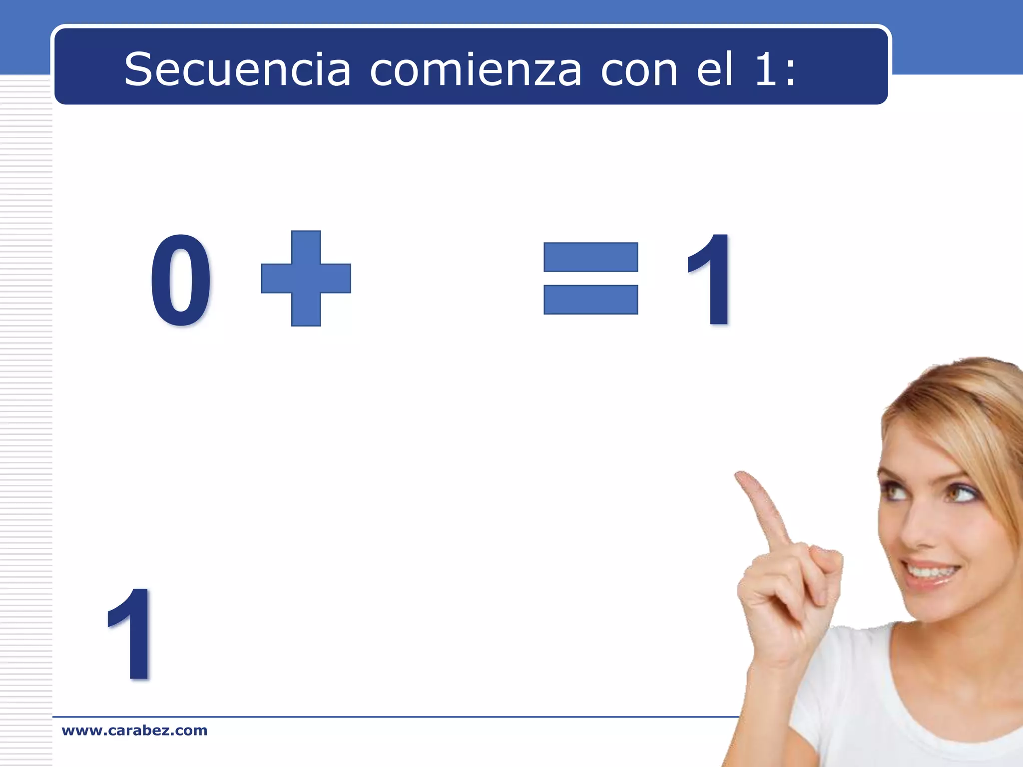 Secuencia comienza con el 1:

0

1

1
www.carabez.com

A+ Software

 