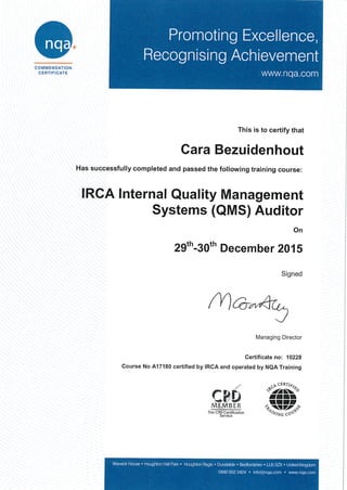 ISO 9001 :2015 certificate