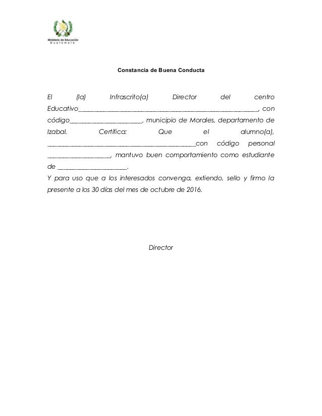 Carta De Buena Conducta Municipio Sucre - Sample Site d