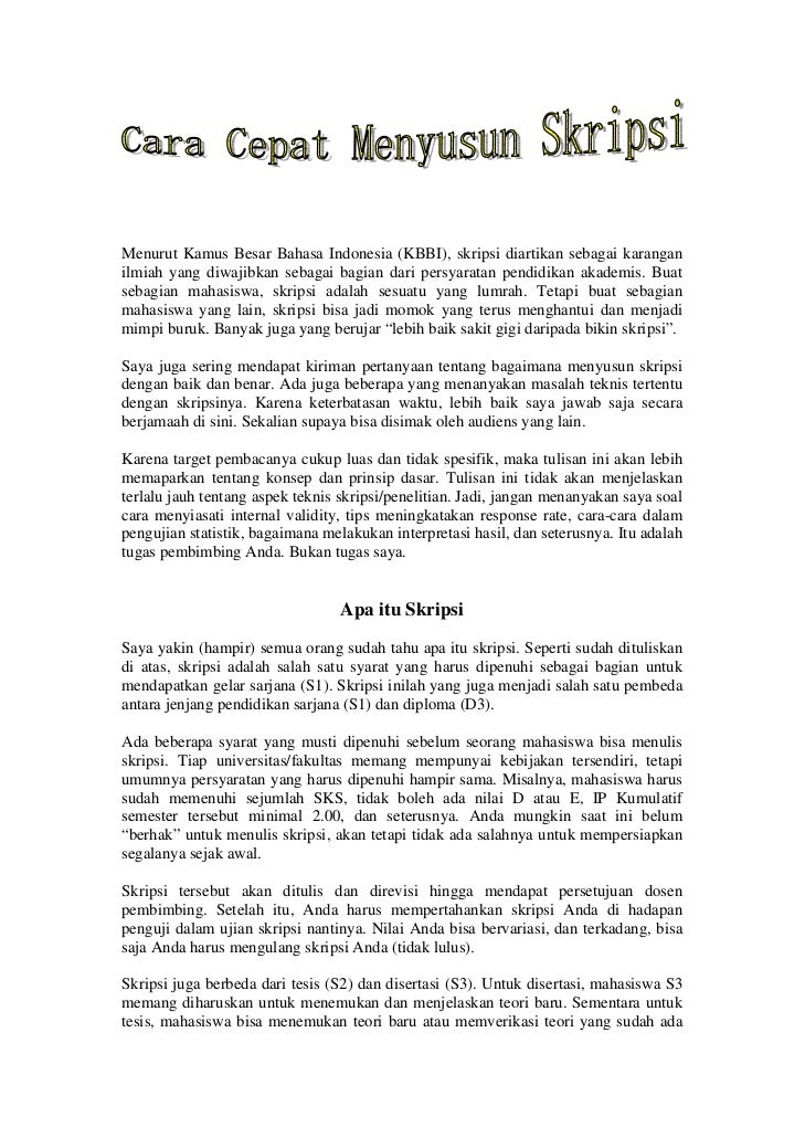 Cara Cepat Menyusun Skripsi