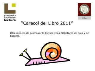 “ Caracol del Libro 2011” Otra manera de promover la lectura y las Bibliotecas de aula y de  Escuela. 