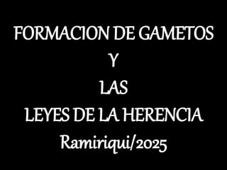 FORMACION DE GAMETOS
Y
LAS
LEYES DE LA HERENCIA
Ramiriqui/2025
 