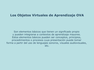 Los Objetos Virtuales de Aprendizaje OVA ,[object Object],[object Object],[object Object],[object Object],[object Object],[object Object]