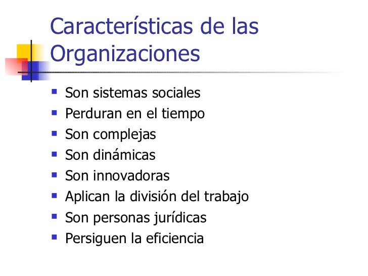 Caracteristicas de las organizaciones