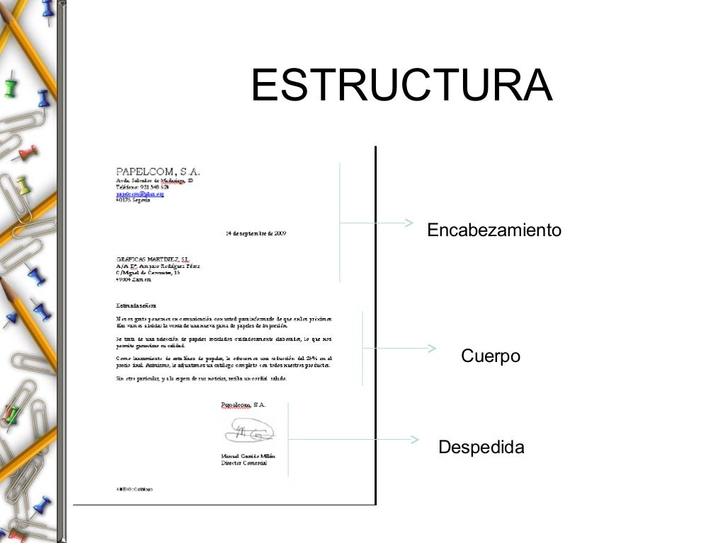Caracteristicas carta comercial