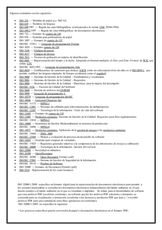 Formato Iso Data Caracteristicas de iso | DOCX