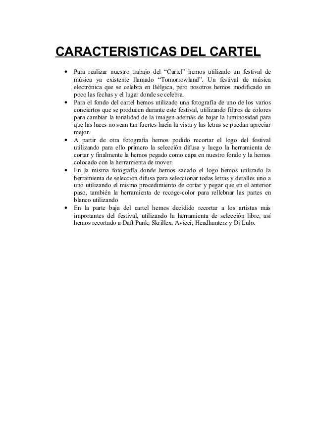 Caracteristicas del cartel