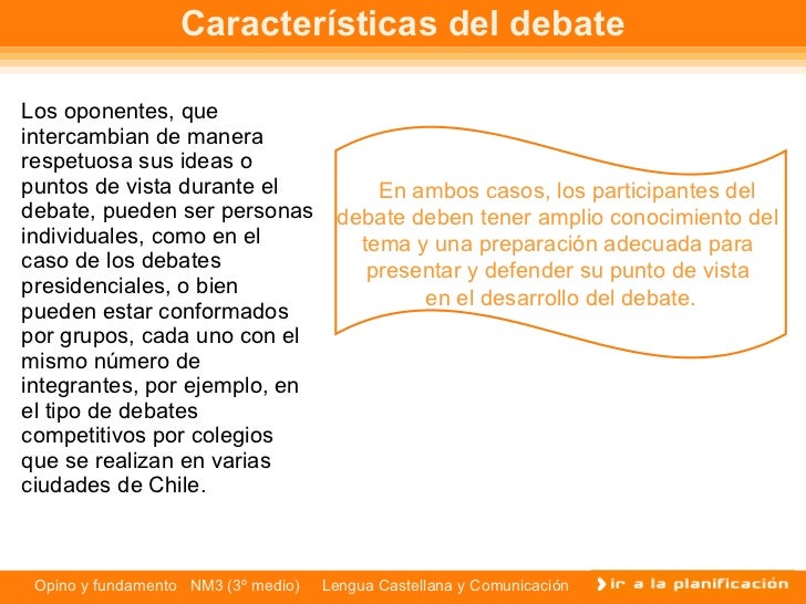 Caracteristicas Del Debate
