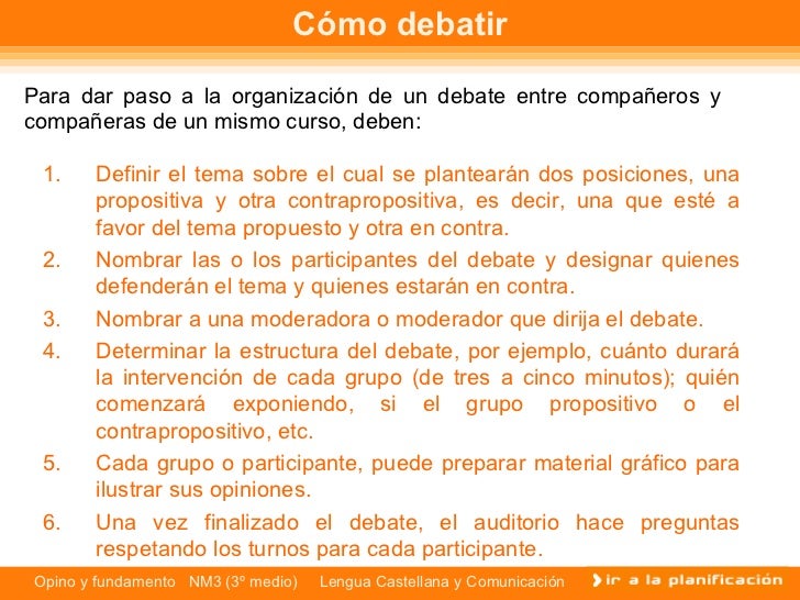 Caracteristicas Del Debate