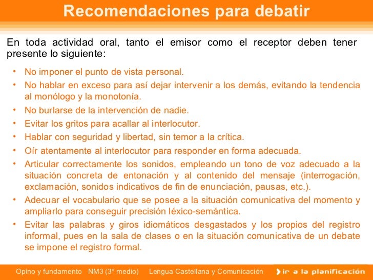 Caracteristicas Del Debate