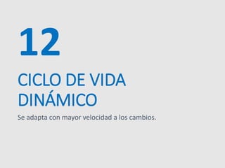 CICLO DE VIDA
DINÁMICO
Se adapta con mayor velocidad a los cambios.
12
 