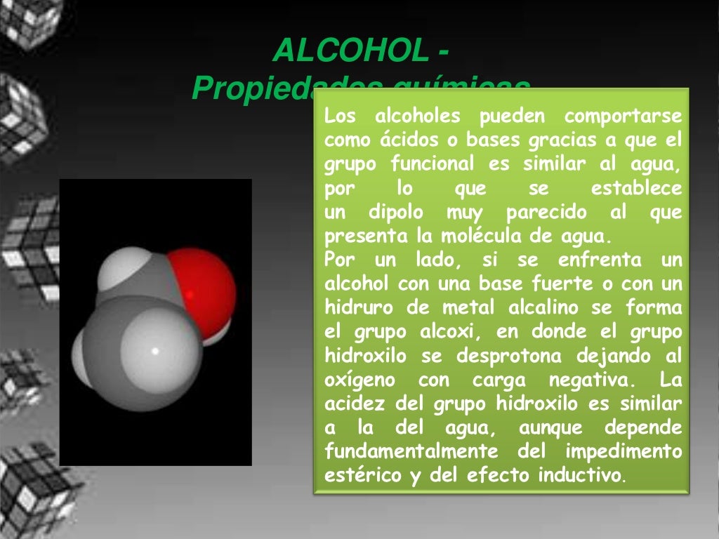 Propiedades físicas y químicas del alcohol
