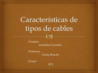 Nombre:
Jackeline González
Profesora:
Gisela Bouche
Grupo:
XI°I
 